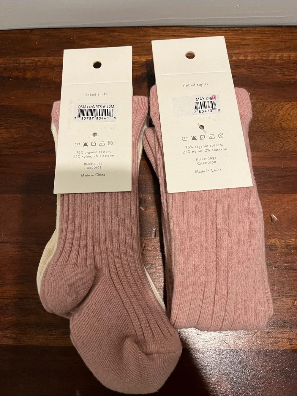 Quincy Mae 0-12M Pair Set Ribbed Tights & Socks